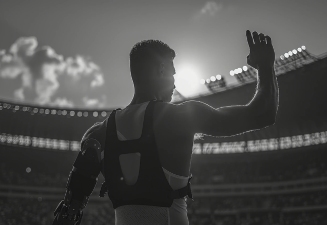 black-white-portrait-athlete-competing-paralympics-championship-games